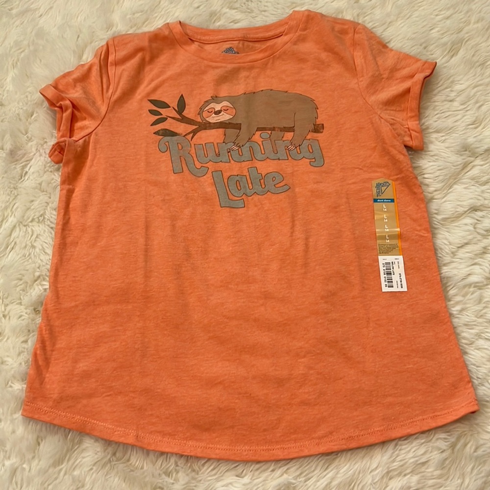 Girls Size 14 Sloth Short Sleeved Tee